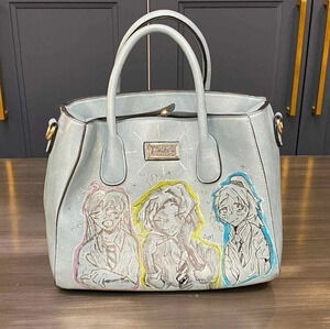 NWOT Mitzify Canada Handpainted Leather Bag with Anime  Characters